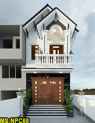 Thiết kế nhà 2 tầng 2 mặt tiền mái thái đẹp tại Tp.Biên Hòa
