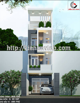 Thiết kế nhà phố 4 tầng anh Phú Quận Gò…
