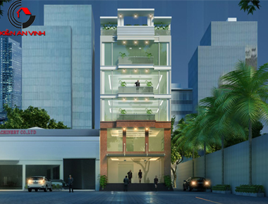 Mẫu thiết kế cao ốc văn phòng 5 tầng đẹp hiện đại tại Bình Dương
