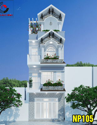 Mẫu thiết kế nhà 1 trệt 2 lầu 1 tum đẹp hiện đại tại Biên Hòa