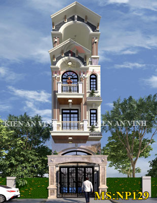 Mẫu thiết kế nhà phố 4 tầng kiến trúc mái thái đẹp tại Bình Tân