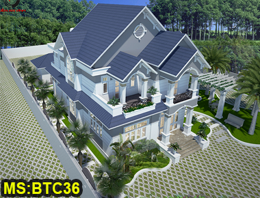 Mẫu biệt thự sân vườn mái thái 2 tầng đẹp tại Tx.Thuận An
