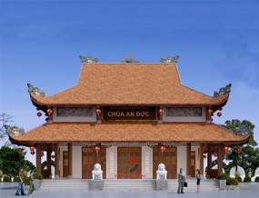 Mẫu thiết kế chùa 1 tầng 1 áp mái đẹp tại tỉnh Bình Định