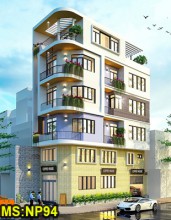 Thiết kế xây nhà 2 mặt tiền 5 tầng vát góc đẹp tại Tp.Biên Hòa