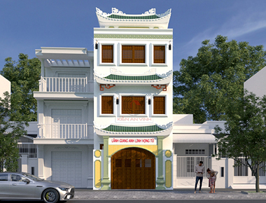 Mẫu thiết kế nhà ở 3 tầng 6x15 kết hợp chùa đẹp tại Bình Thạnh