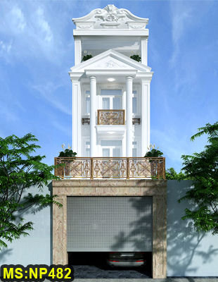 Thiết kế nhà 3 tầng 1 tum 5x20m phong cách tân cổ điển đẹp tại Dĩ An