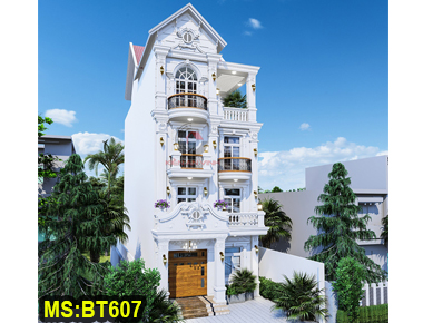Mẫu thiết kế biệt thự phố 4 tầng 7x20m phong cách tân cổ điển đẹp tại Cà Mau