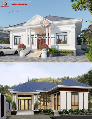 Mẫu nhà cấp 4 mái nhật: Sân vườn, gara,…