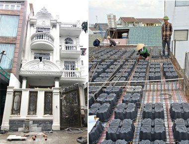 Thi công sàn vượt nhịp nhà 3 tầng 1 tum…