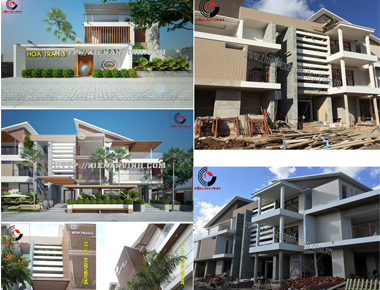 Thi công biệt thự hiện đại 3 tầng mái lệch kết hợp văn phòng ở Gia Lai