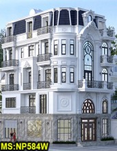 Mẫu thiết kế nhà tân cổ điển 4 tầng 2 mặt tiền 8,5x14: Gara, thang máy ở Bình Chánh
