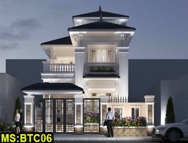 Mẫu thiết kế biệt thự tân cổ điển 2 tầng mái nhật 10x20m có 4 phòng ngủ ở Bến Lức