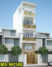 Mẫu thiết kế nhà ống tân cổ điển 3 tầng 4x10m có 3 phòng ngủ & giếng trời ở Tân Phú