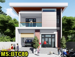 Mẫu thiết kế biệt thự mái bằng 2 tầng hiện đại 9x17m có gara và 4 phòng ngủ ở Bình Chánh