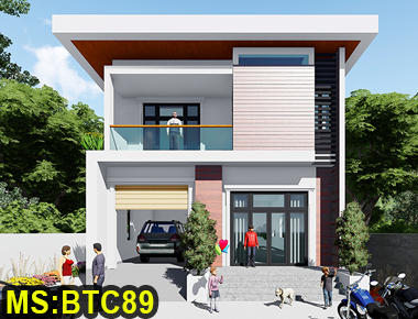 Mẫu thiết kế biệt thự mái bằng 2 tầng hiện đại 9x17m có gara và 4 phòng ngủ ở Bình Chánh