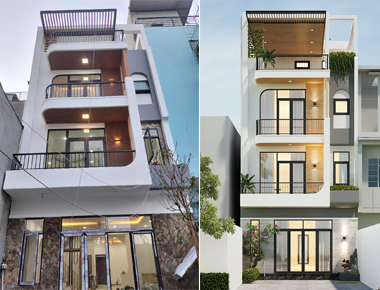 Thi công nhà ống hiện đại 3 tầng 1 tum 5x15 có thang máy và 6 phòng ngủ ở Vườn Lài, Quận 12