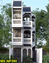 Mẫu thiết kế nhà mái nhật 3 tầng tân cổ điển Á Đông 5x11m đẹp ở Thủ Đức