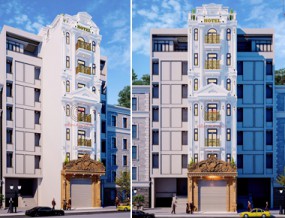 Mẫu thiết kế khách sạn tân cổ điển 7 tầng 1 tum 7x20m vẽ đẹp vượt thời gian ở Phan Thiết