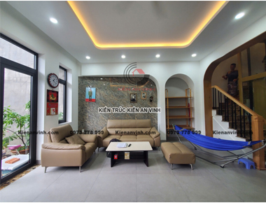 Thi công nội thất nhà ống 3 tầng 1 tum hiện đại 5x15m có thang máy và 6 phòng ngủ ở Quận 12