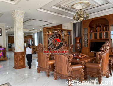 Thi công nội thất biệt thự 2 tầng tân cổ điển kết hợp gỗ ở Bến Lức Tây Ninh