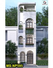 Mẫu thiết kế nhà ống 3 tầng 1 tum hiện đại 4x9m có sân vườn sau & 4 phòng ngủ ở Phường Hòa Bình