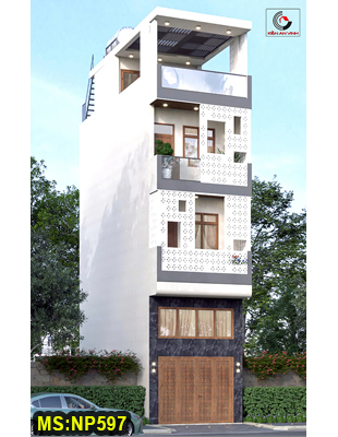 Mẫu thiết kế nhà ống hiện đại 3 tầng 1 lửng 1 tum 4x10m có thang máy & Gara ô tô trong nhà tại Bình Thạnh