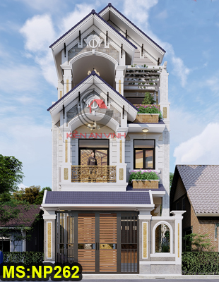 Mẫu thiết kế nhà phố mái thái 3 tầng tân cổ điển hiện đại 6x20m sang trọng tinh tế ở Dĩ An
