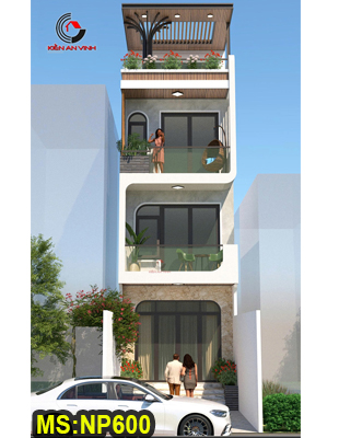 Mẫu thiết kế nhà ống hiện đại 3 tầng 1 tum 4x11m có sân trước 4m ở Quận 12